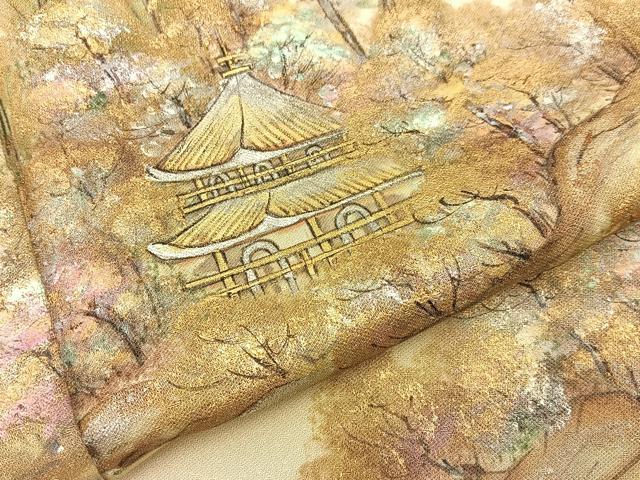 平和屋着物■訪問着 手描き 銀閣寺 暈し染め 金銀彩 正絹 逸品 BAAY8144hj