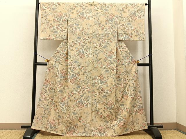 平和屋着物■上質な紬 花車風景文 正絹 逸品 BAAY8148hj