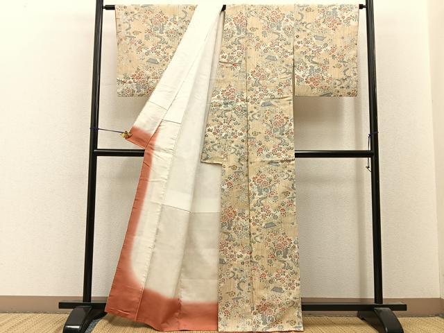 平和屋着物■上質な紬 花車風景文 正絹 逸品 BAAY8148hj