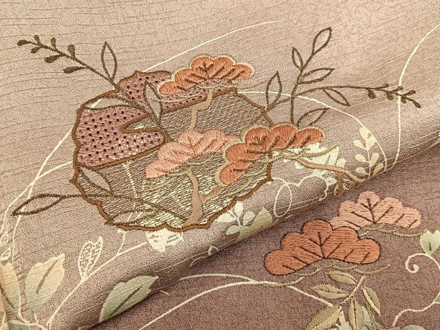 平和屋着物■中国三大刺繍 スワトウ刺繍 訪問着 雪輪松花文 暈し染め 正絹 逸品 BAAY8151hj