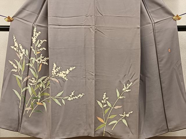 平和屋着物■本加賀友禅作家 成竹登茂男 訪問着 草花文 正絹 逸品 BAAY8155hj