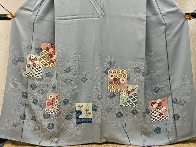 平和屋着物■色留訪問着 刺繍 色紙重ね吉祥花文 金糸 正絹 逸品 BAAY8165hj
