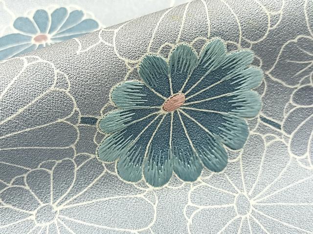 平和屋着物■色留訪問着 刺繍 色紙重ね吉祥花文 金糸 正絹 逸品 BAAY8165hj