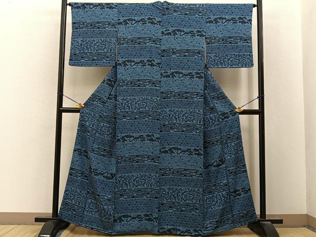 平和屋着物■上質な小紋 松竹梅 横段花鳥文 正絹 逸品 BAAY8178hj