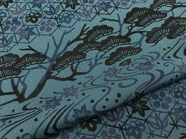 平和屋着物■上質な小紋 松竹梅 横段花鳥文 正絹 逸品 BAAY8178hj