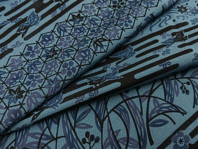 平和屋着物■上質な小紋 松竹梅 横段花鳥文 正絹 逸品 BAAY8178hj