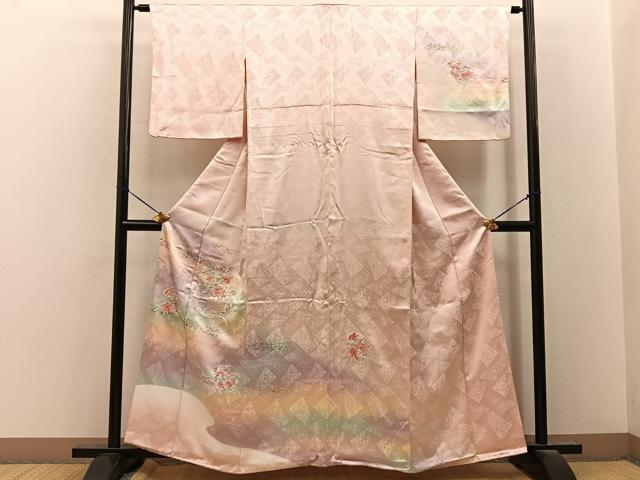 平和屋着物●訪問着 刺繍 飾花文 暈し染め 金銀彩 正絹 逸品 BAAY8183hj