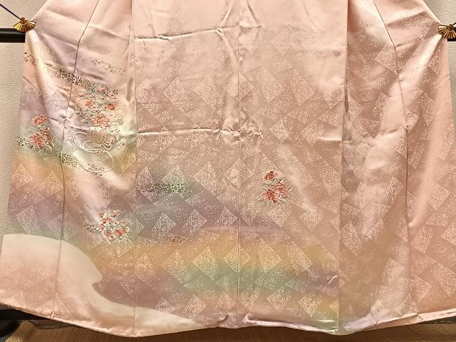 平和屋着物●訪問着 刺繍 飾花文 暈し染め 金銀彩 正絹 逸品 BAAY8183hj