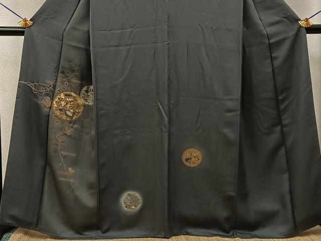 平和屋着物●訪問着 竹屋町刺繍 松蔦の葉文 金銀彩 正絹 逸品 BAAY8187hj