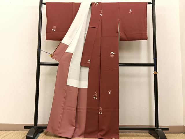 平和屋着物●上質な小紋 絞り さくらんぼ 正絹 逸品 BAAY8217hj