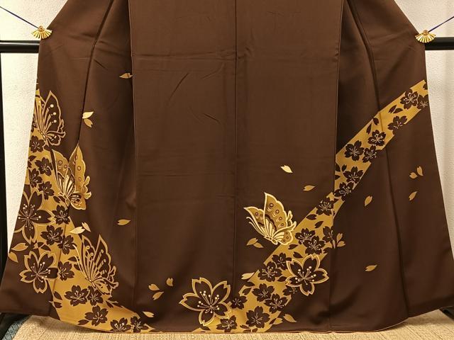 平和屋着物●訪問着 花蝶文 金彩 正絹 逸品 BAAY8219hj