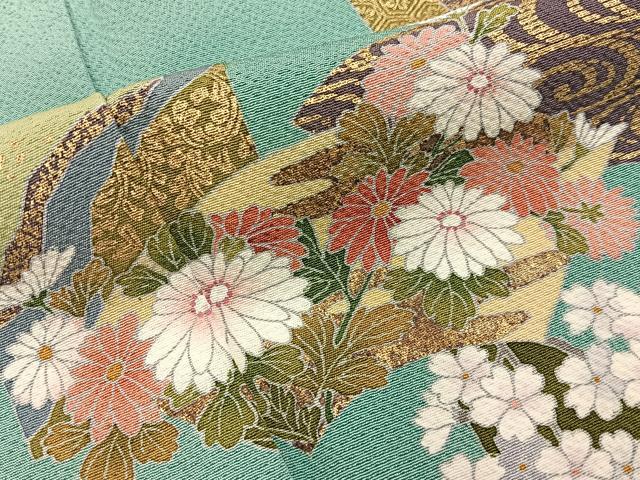 平和屋着物■訪問着 地紙草花文 金彩 正絹 逸品 BAAY8225hj