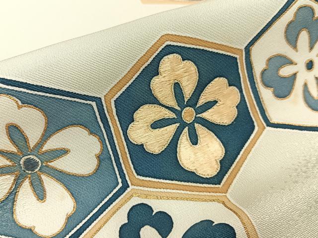 平和屋着物■訪問着 刺繍 亀甲花文 金彩 正絹 逸品 BAAY8245hj