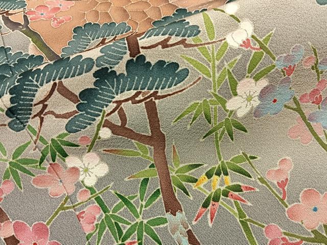 平和屋着物●本加賀友禅作家 寺莿新一 色留袖 松竹梅 飛鳥風景文 暈し染め 正絹 逸品 BAAY8255hj