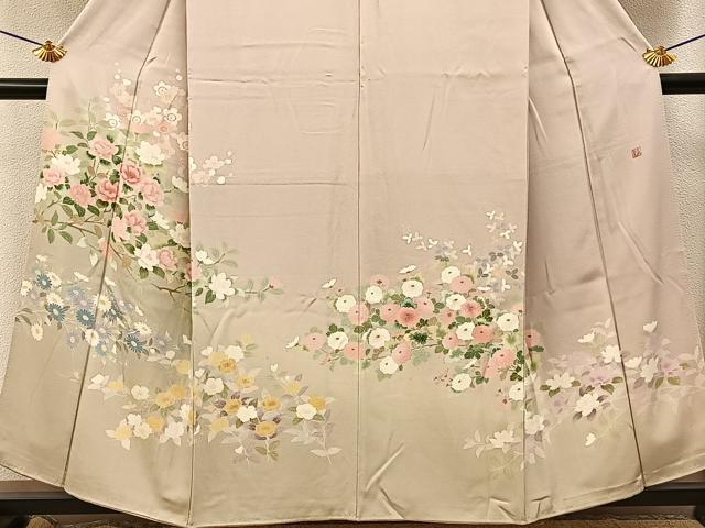 平和屋着物●訪問着 友禅 作家物 枝花文 暈し染め 正絹 逸品 BAAY8258hj