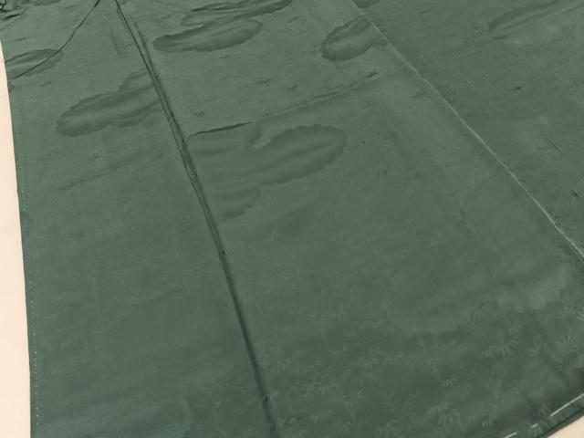 平和屋着物■上質な色無地 雲隠れ笹地紋 柳煤竹色 正絹 逸品 BAAY8291hj