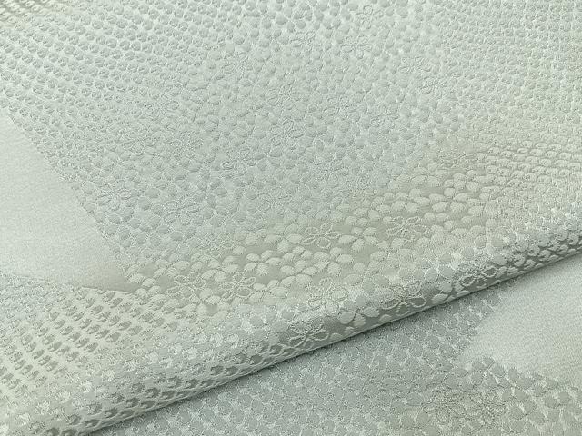 平和屋着物●上質な色無地 鹿の子どんす 切嵌花地紋 白鼠色 反端付き 正絹 逸品 BAAY8294hj