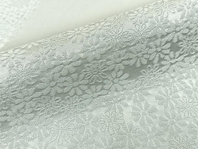 平和屋着物●上質な色無地 鹿の子どんす 切嵌花地紋 白鼠色 反端付き 正絹 逸品 BAAY8294hj