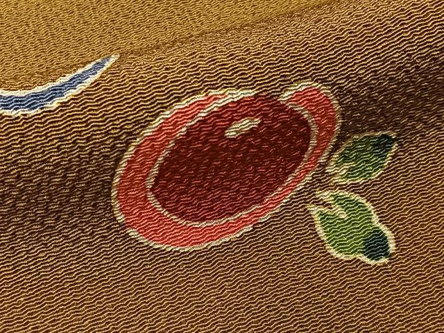 平和屋着物●上質な小紋 型染め 万寿菊 鬼しぼ縮緬 正絹 逸品 BAAY8296hj