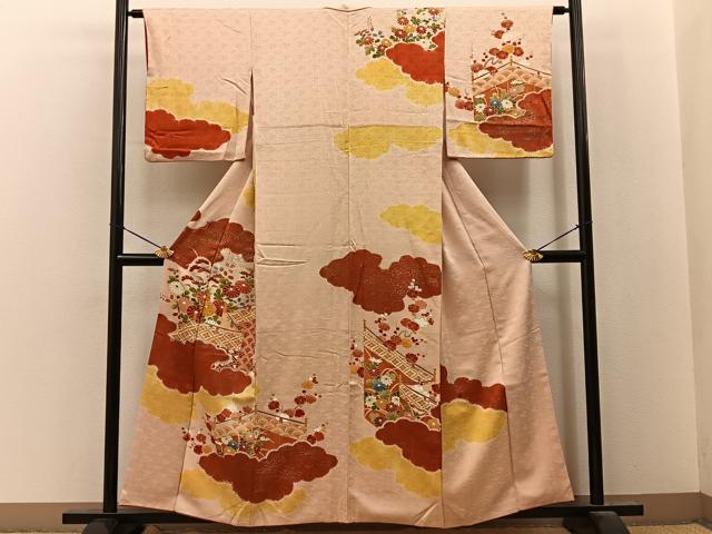 平和屋着物■訪問着 絞り 駒刺繍 万幕吉祥秋草文 金彩 小田急百貨店扱い 正絹 逸品 BAAY8302hj