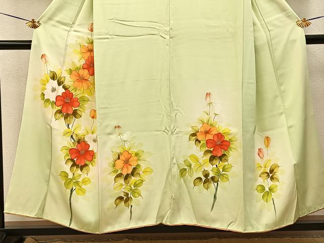 平和屋着物■訪問着 手描き 草花文 暈し染め 金彩 正絹 逸品 BAAY8304hj