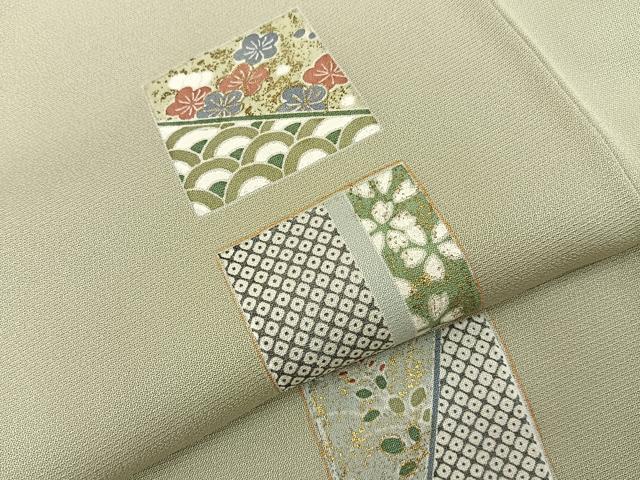 平和屋着物●訪問着 色紙吉祥花文 金彩 正絹 逸品 BAAY8311hj