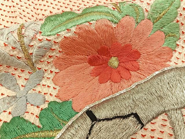 平和屋着物■豪華振袖 総絞り 駒刺繍 片輪車花文 正絹 逸品 BAAY8316hj