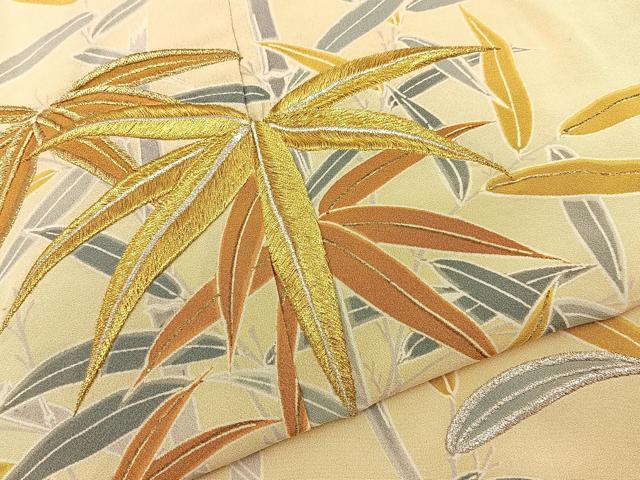 平和屋着物■訪問着 刺繍 笹 金彩 正絹 逸品 BAAY8330hj