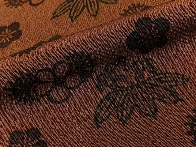 平和屋着物●訪問着 型染め 流水花文 鬼しぼ縮緬 正絹 逸品 BAAY8333hj