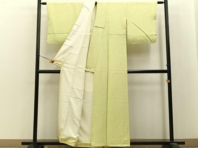 平和屋着物■上質な色無地 花地紋 淡黄色 正絹 逸品 未使用 BAAY8339hj