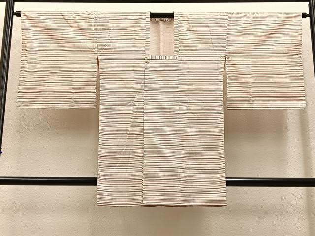 平和屋着物■上質な紬 道行コートセット 横縞 正絹 逸品 BAAY8342hj