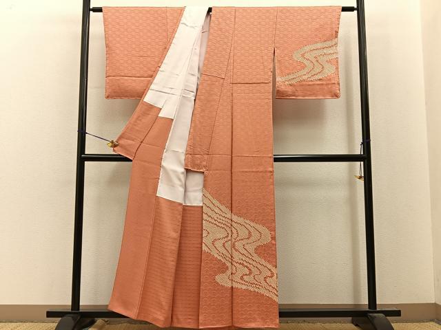 平和屋着物■訪問着 総絞り 流水文 正絹 逸品 BAAY8351hj