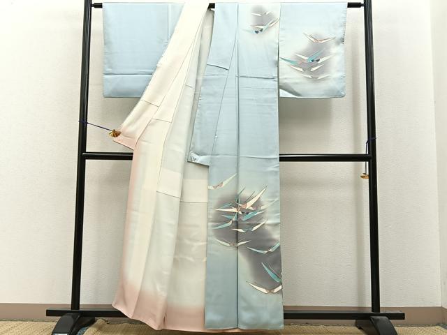 平和屋着物■訪問着 舞蝶文 暈し染め 金彩 正絹 逸品 BAAY8357hj