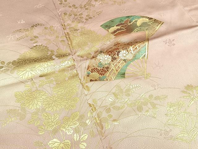 平和屋着物■訪問着 扇面草花文 暈し染め 金彩 正絹 逸品 BAAY8358hj