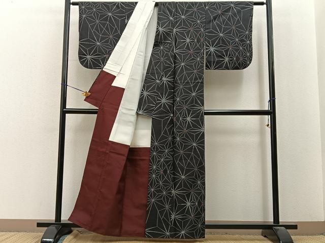 平和屋着物■本場大島紬 7マルキ 変わり麻の葉文様 正絹 逸品 BAAY8360hj