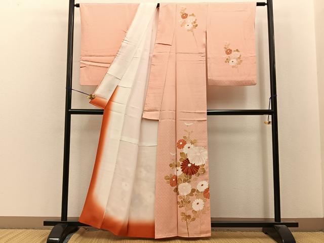 平和屋着物■訪問着 刺繍 菊 正絹 逸品 BAAY8372hj