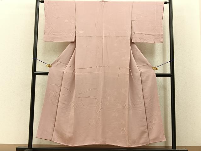 平和屋着物■上質な色無地 流水花地紋 ときがら茶色 正絹 逸品 BAAY8376hj