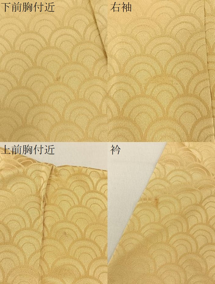 平和屋着物●上質な色無地 青海波地紋 浅黄色 正絹 逸品 BAAY8378hj