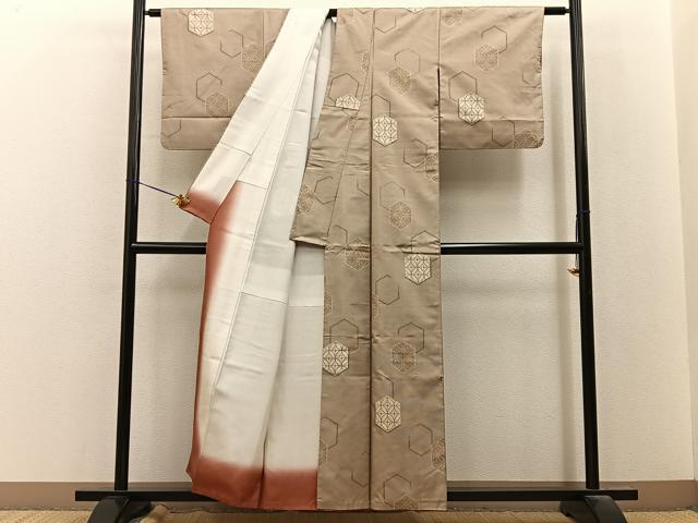 平和屋着物■上質な紬 亀甲七宝文 正絹 逸品 BAAY8391hj