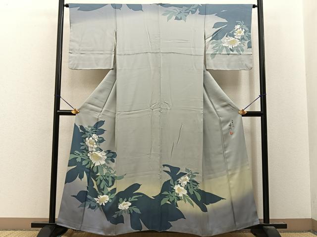 平和屋着物●京の匠日展作家 丹下雄介 訪問着 草花文 暈し染め 正絹 逸品 BAAY8404hj