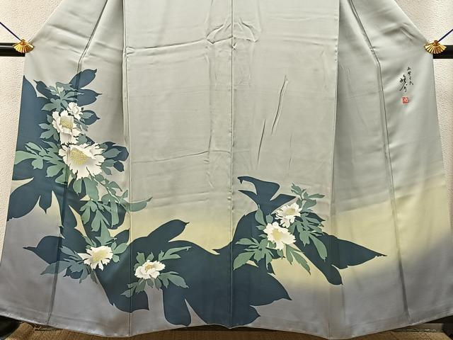 平和屋着物●京の匠日展作家 丹下雄介 訪問着 草花文 暈し染め 正絹 逸品 BAAY8404hj