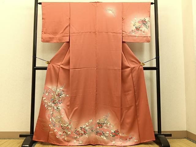 平和屋着物■訪問着 陶器花文 暈し染め 金銀彩 正絹 逸品 BAAY8405hj