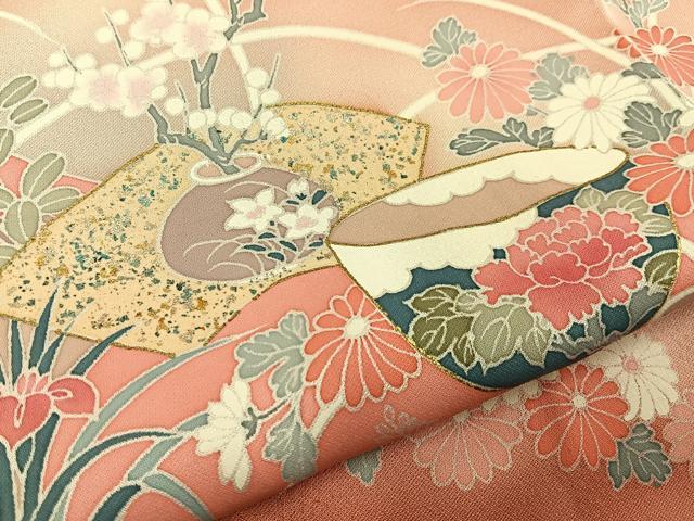 平和屋着物■訪問着 陶器花文 暈し染め 金銀彩 正絹 逸品 BAAY8405hj