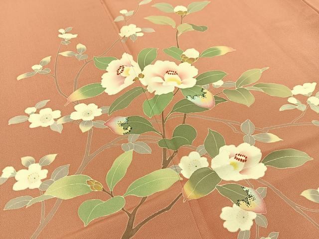 平和屋着物●訪問着 友禅 作家物 白椿 正絹 逸品 BAAY8406hj