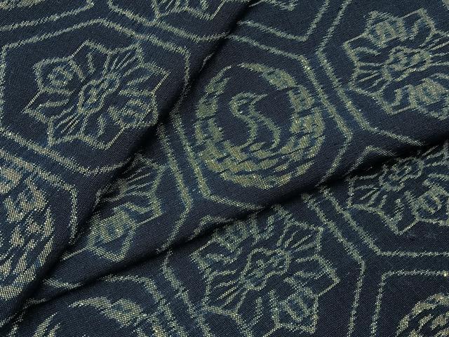 平和屋着物●弓浜絣 飛鶴亀甲松文 綿 逸品 BAAY8414hj