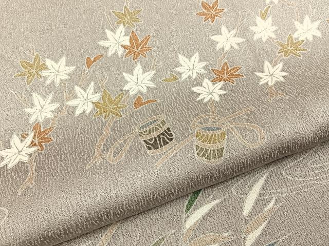 平和屋着物■訪問着 流水風景花文 正絹 逸品 BAAY8416hj