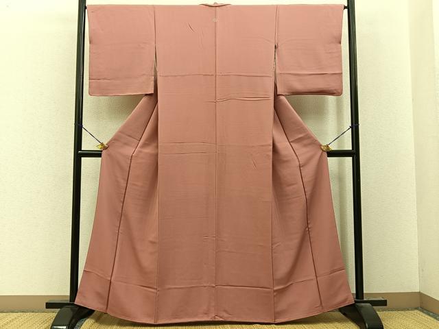 平和屋着物●上質な色無地 退紅色 正絹 逸品 BAAY8421hj