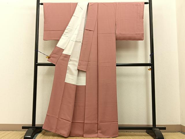 平和屋着物●上質な色無地 退紅色 正絹 逸品 BAAY8421hj