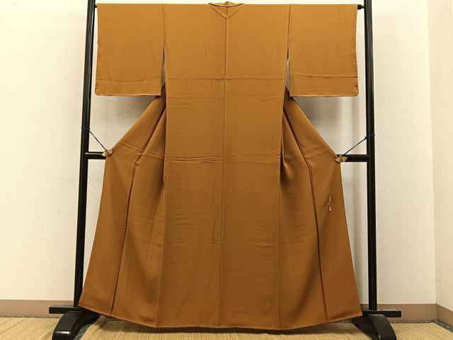 平和屋着物●本草木染作家 瑞寶 色無地 土色 正絹 逸品 未使用 BAAY8422hj