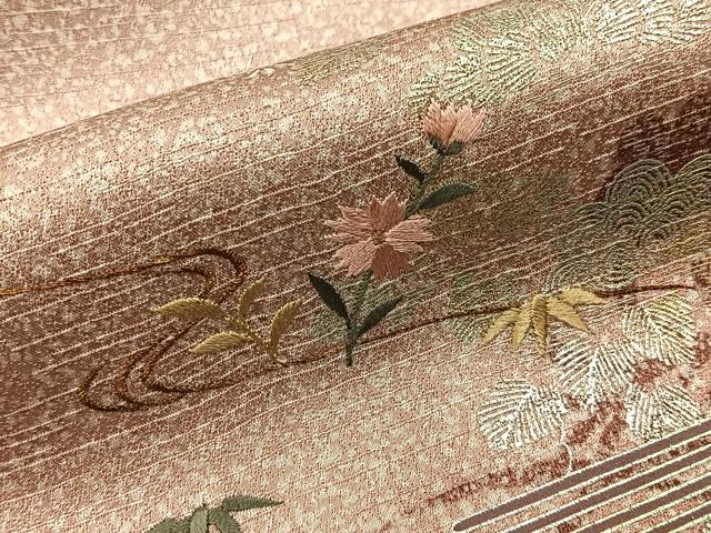 平和屋着物■訪問着 刺繍 流水草花文 金銀彩 正絹 逸品 未使用 BAAY8426hj
